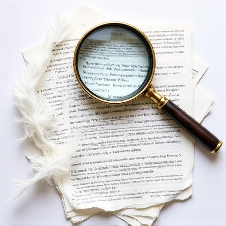 Magnifying glass over a contract fine print